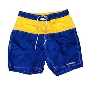 Classic Tommy Hilfiger blue yellow swim trunks board shorts